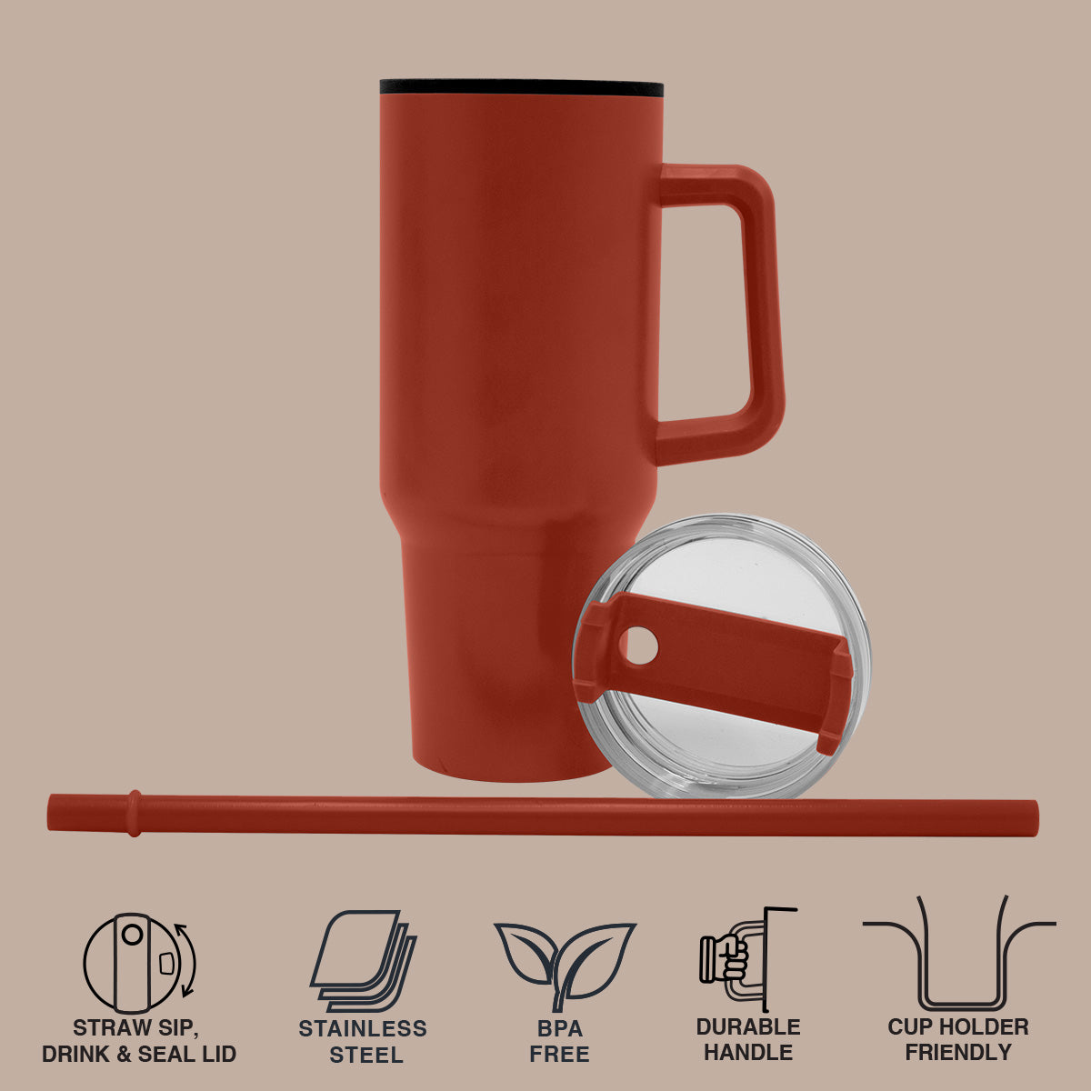 1200ml Polypropylene Enduro Mug - Red - Image 3
