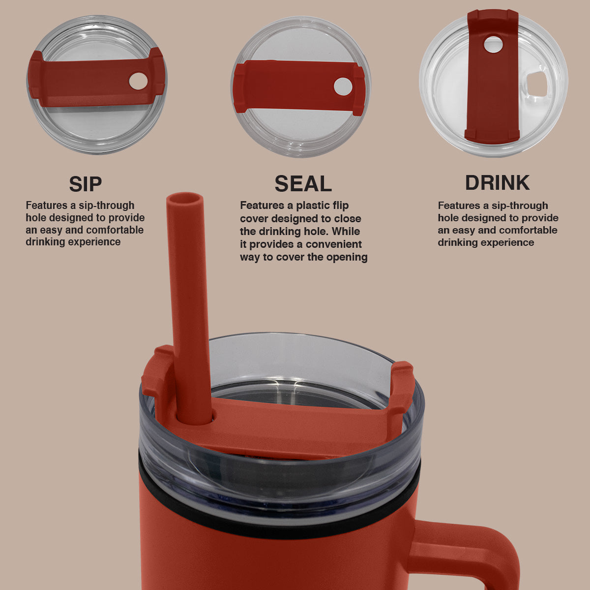 1200ml Polypropylene Enduro Mug - Red - Image 4